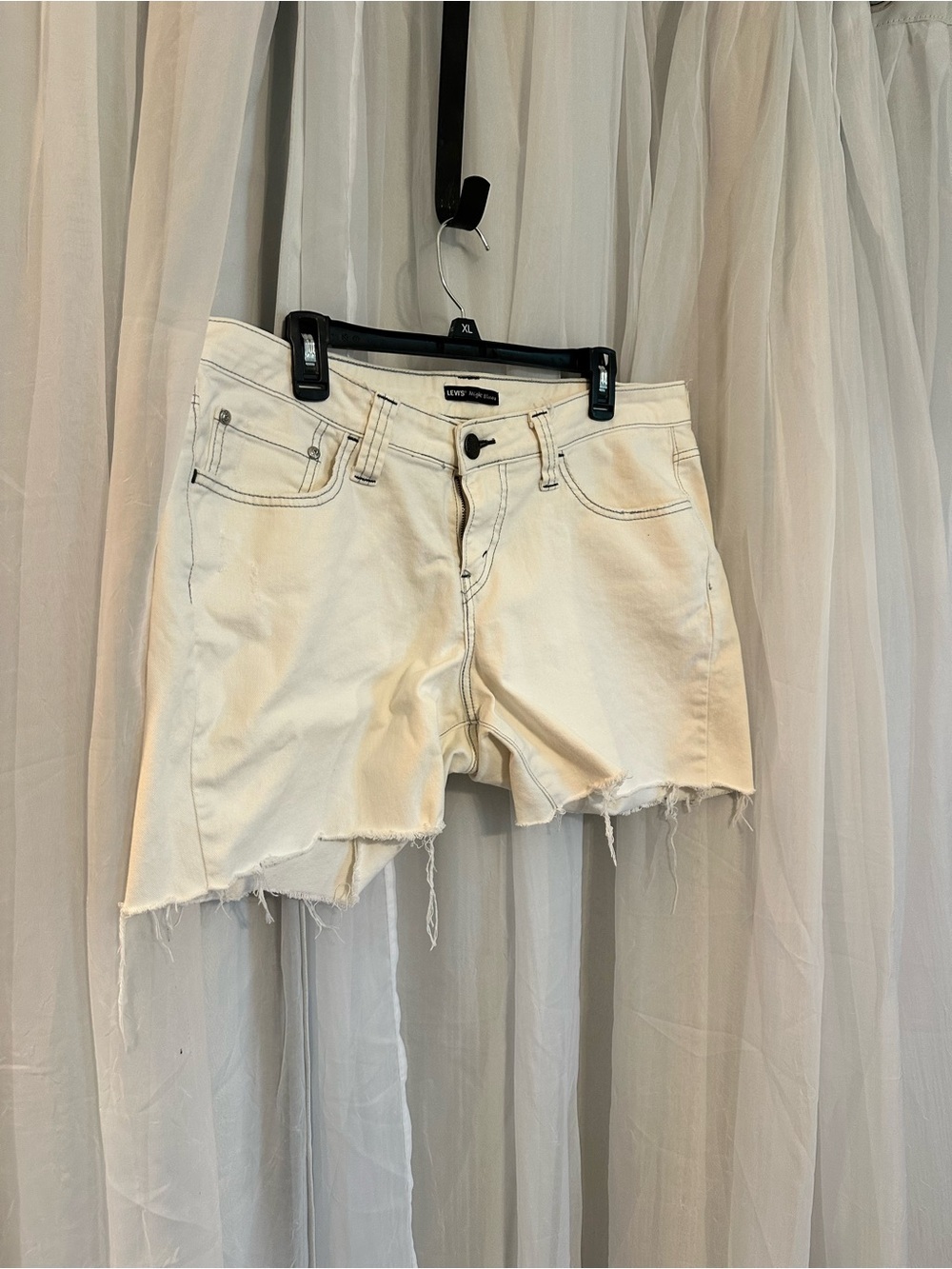 Levi's White Raw Hem Denim Shorts